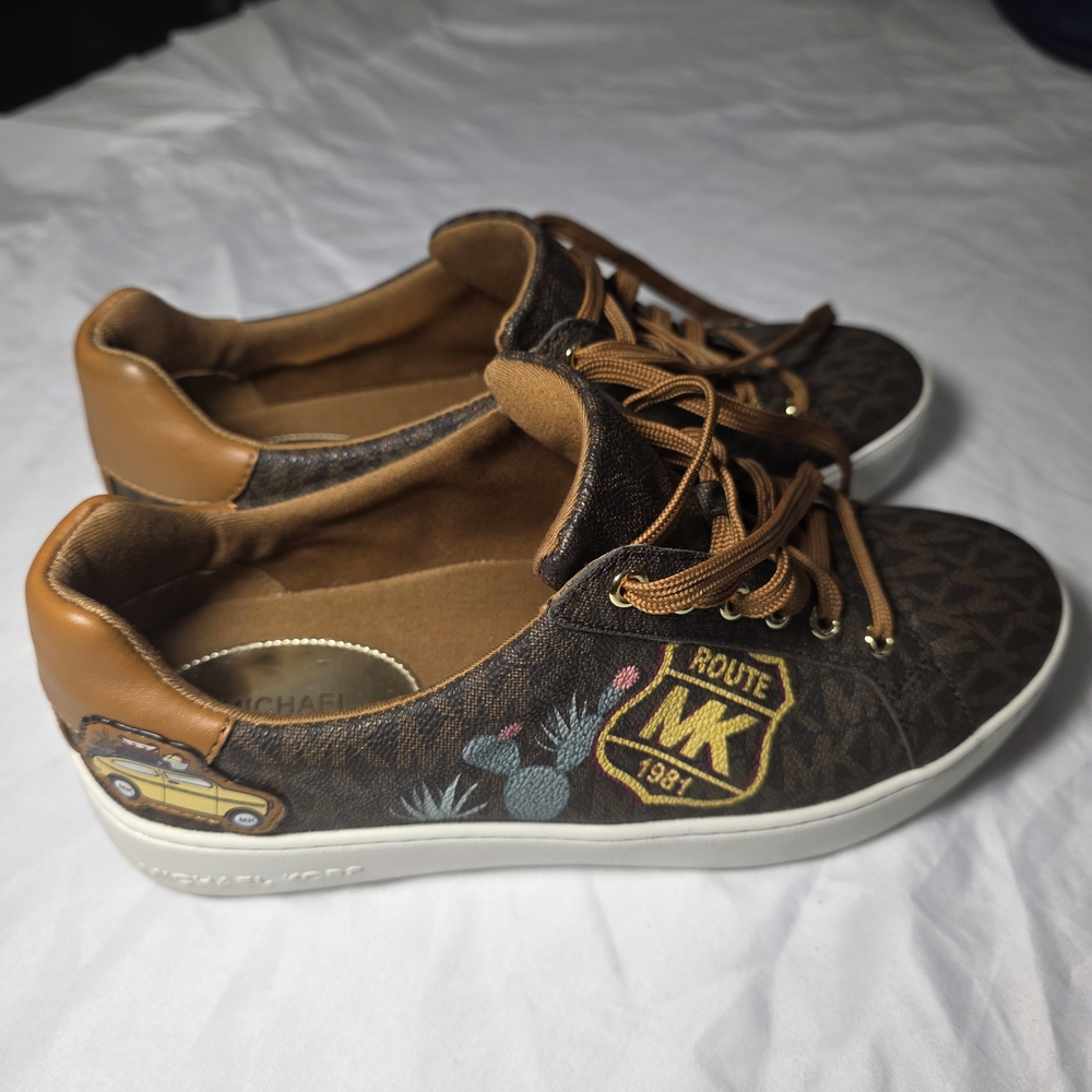 Michael Kors Brown Sneakers with Embroidered Details
